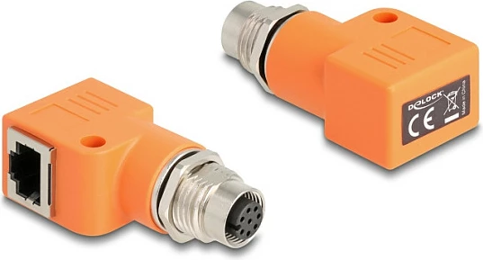 Adapter industrial Ethernet DeLOCK 60668, M12 në RJ45, Cat5e, portokalli