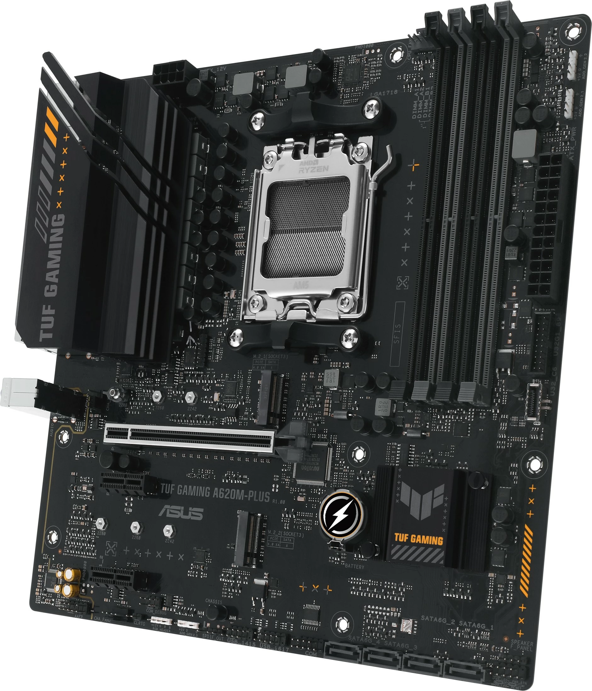Pllakë amë ASUS TUF GAMING A620M-PLUS, AMD, Socket AM5, DDR5-SDRAM, 128 GB, e zezë