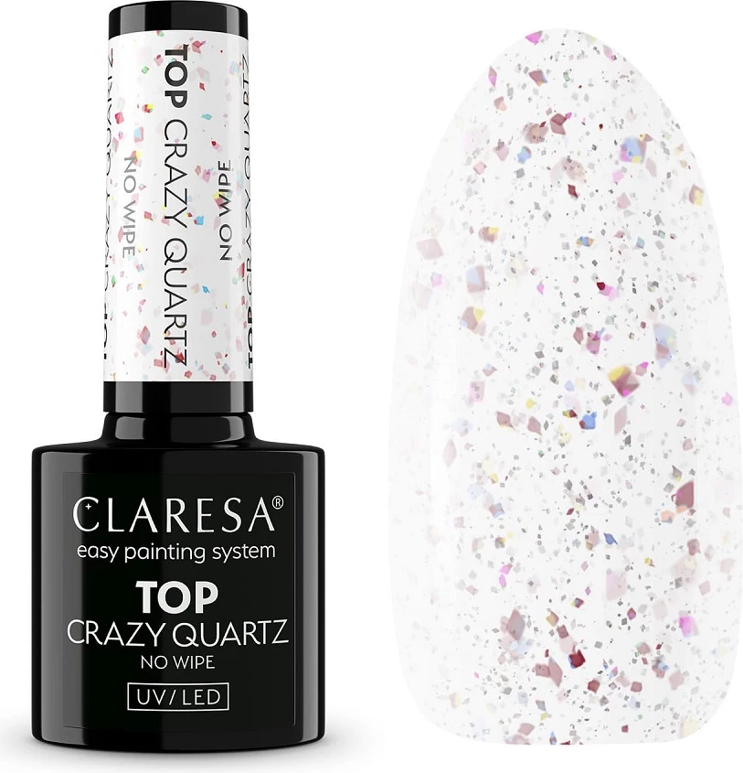 Top coat për thonj Claresa Crazy Quartz No Wipe Hybrid për femra, 5g