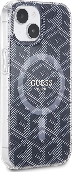 Mbështjellës Guess IML GCube MagSafe për iPhone 15 Plus / 14 Plus, i zi