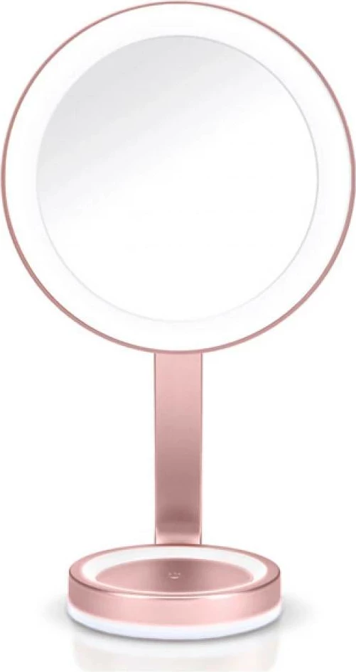 Pasqyrë kozmetike, BaByliss, 9450E, 19 cm, zmadhim x10 me pasqyrë magnetike, LED me disa modalitete, rrotullim 360°, dyanshme, rozë satin