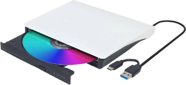 Lexues/shkrues i jashtëm DVD/CD Gembird DVD-USB-031-BW USB-C USB 3.1 24x CD / 8x DVD bardh e zi