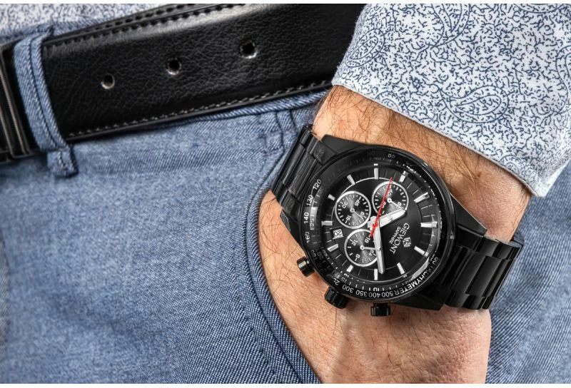 Orë dore meshkuj Giewont GW9140-B2, e zezë