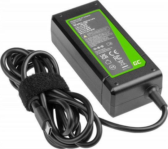 Karikues për laptop Green Cell PRO 65W USB-C PD, 20V 3.25A, i zi