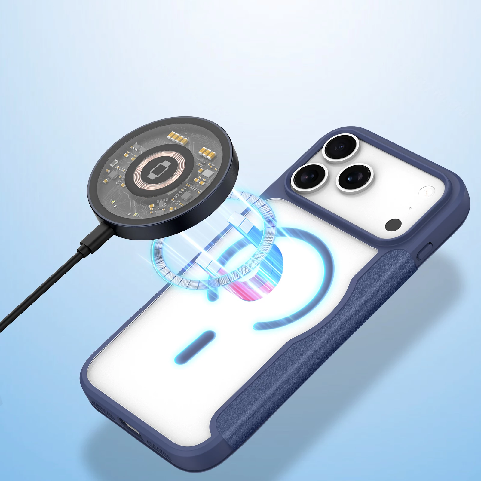 Mbështjellës, Dux Ducis, Skin X Pro për iPhone 17 Pro Max, me portofol, MagSafe kompatibil, blu