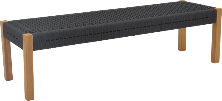 Pankinë Uma, dru teak dhe litar pe, ngjyrë e zezë, 150x45x40 cm