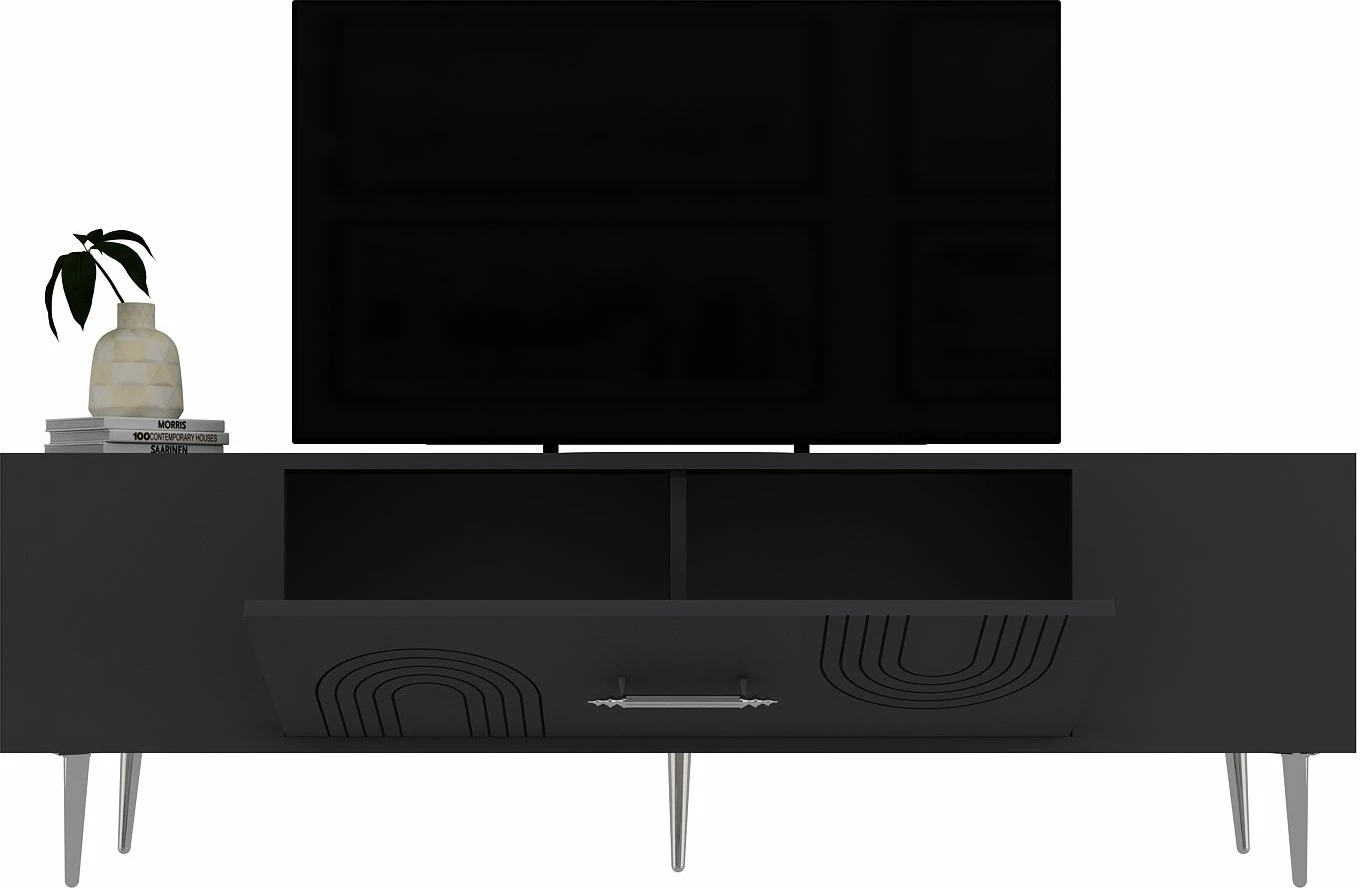 Komodë për TV, Skye Decor, Dekol2, antracit, argjend