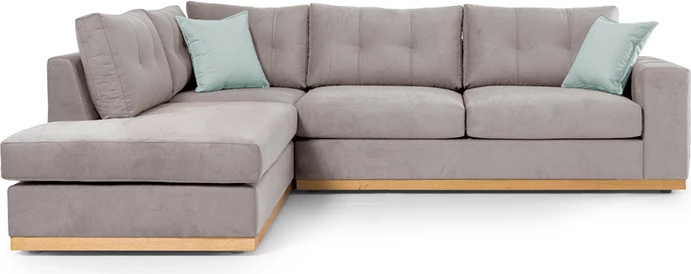 Kënd divani Boston, këndi i djathtë, pëlhurë, elefant-ciel, 280x225x90cm