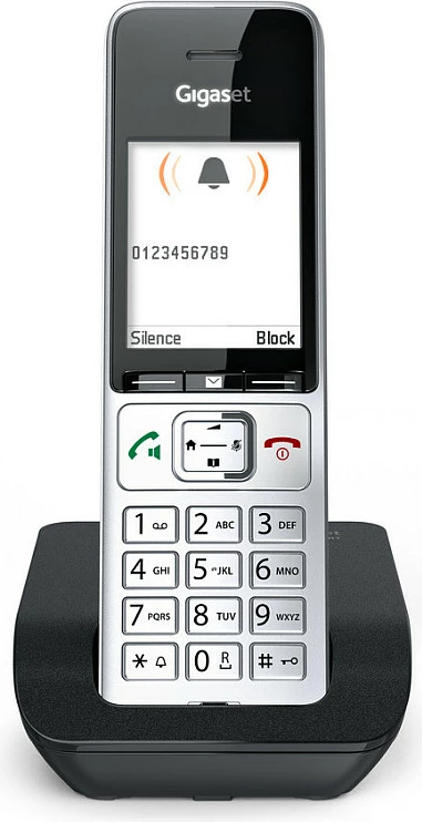 Telefon pa tel Gigaset COMFORT 500, DECT, Speakerphone, 200 kontakte, ID thirrësit, Ngjyrë e zezë dhe argjendtë