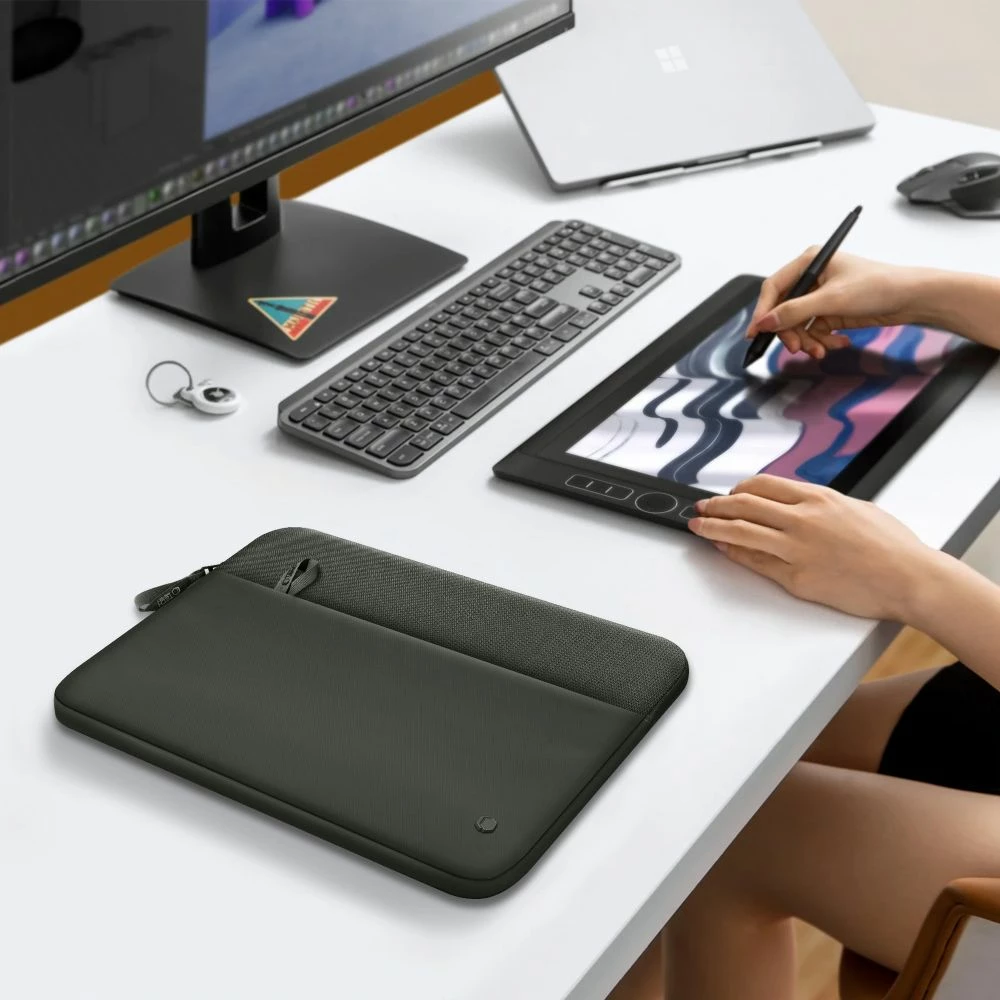 Çantë sleeve për laptop Tech-Protect Sleeve 13-14", me xhep për aksesorë, jeshile, 1 copë