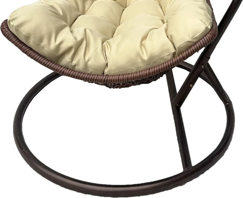 Karrige varëse Soleil, metal kafe, ratan PE kafe, jastëk bezhë, 120x95x195cm