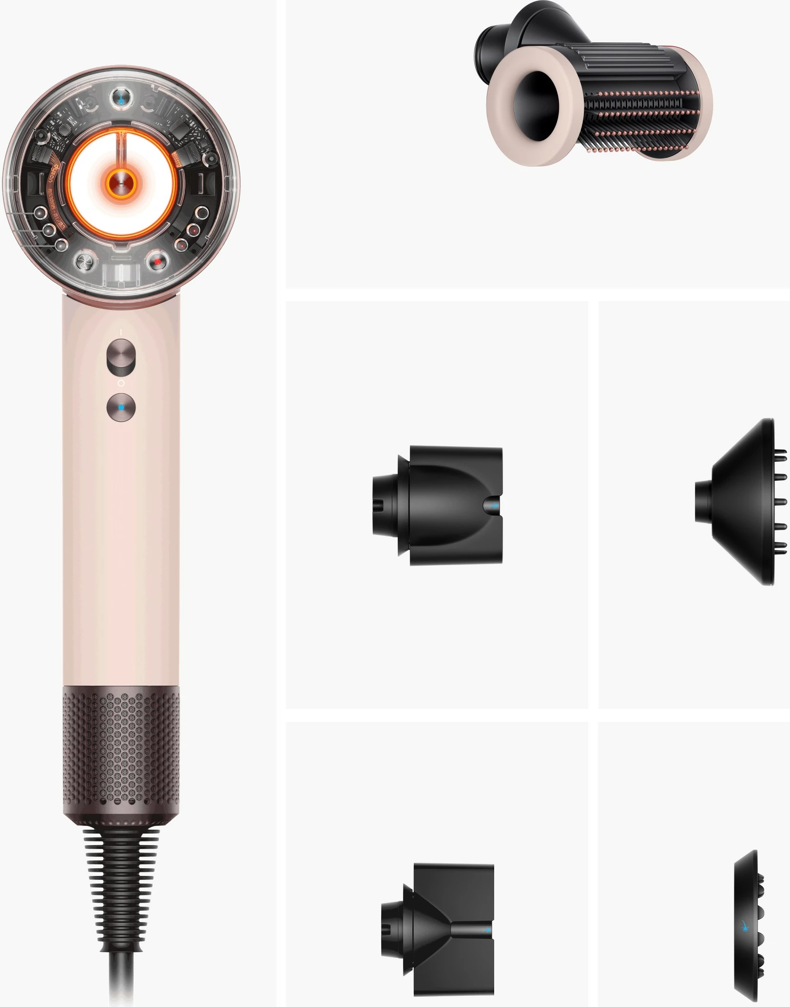 Tharëse flokësh Dyson Supersonic Nural HD16, 1600W, 5 aksesorë, Ceramic/Rose