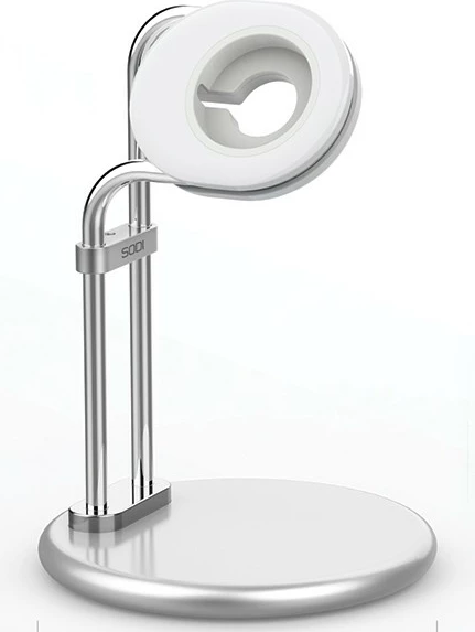 stendë karikimi për Apple Watch SODI SAW-300, alumini, kënd 55°, kompatibile 38-49mm, Argjendi