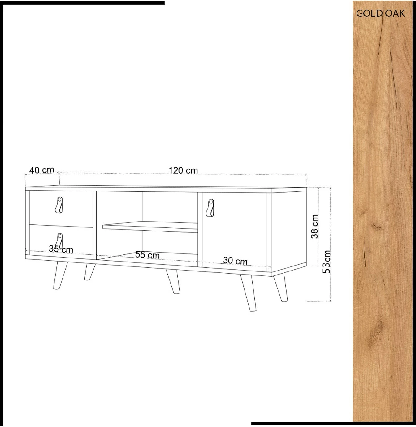Komodë TV Hanah Home, Lara, ngjyrë lis dhe e bardhë, 120x53x40cm