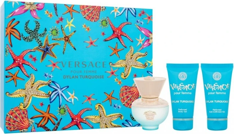 SET Versace Dylan Blue Purple Turquoise ,Eau De Toilette 50ml+ Shower Gel+Body Lotion