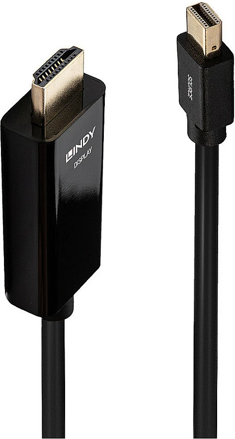 Kabllo Lindy Mini DisplayPort në HDMI, 3m, 4K UHD, e zezë