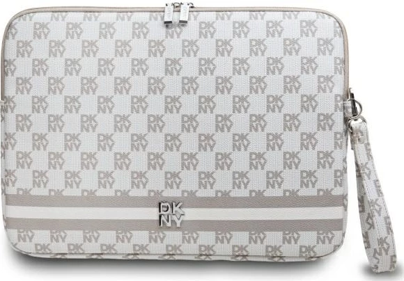 Mbështjellës laptopi DKNY Sleeve, 14", model me vija dhe kuadrate, Bezhe
