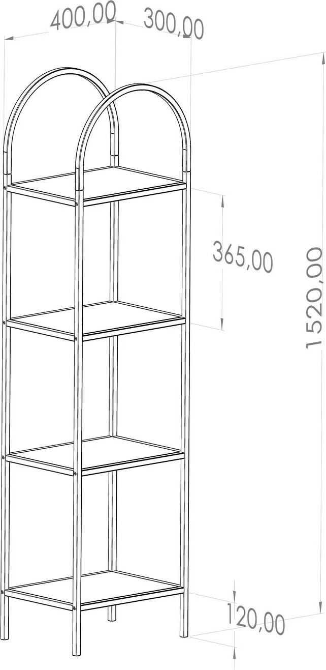 Raft librash Hanah Home Mona, xham i tymosur, i zi, 80x152x30cm
