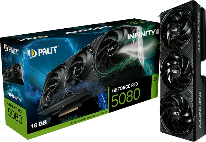 Kartelë grafike Palit GeForce RTX 5080 Infinity 3, 16GB GDDR7, e zezë