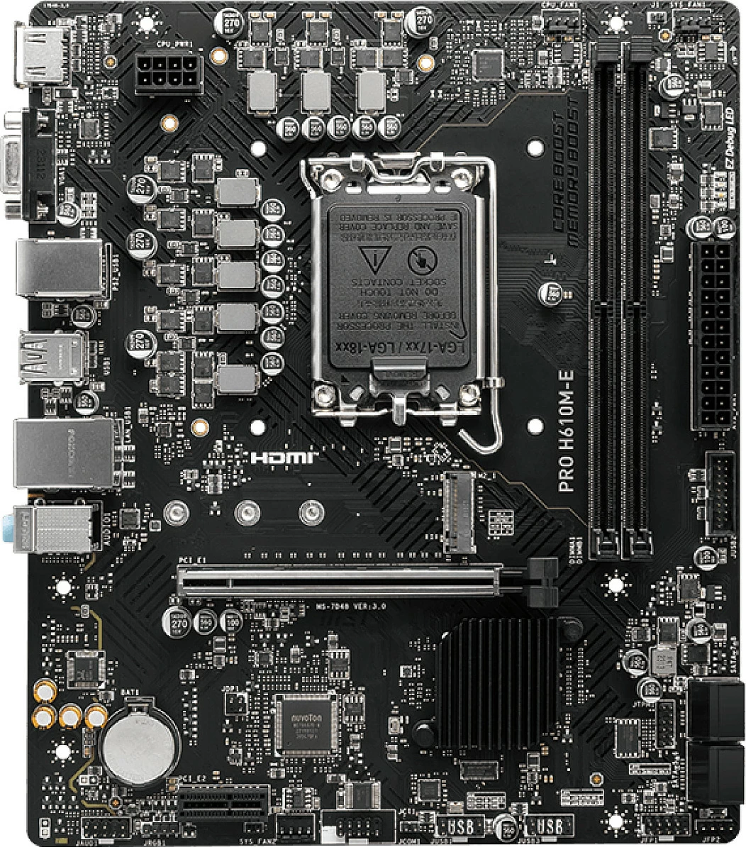 Pllakë amë MSI PRO H610M-E, Intel, LGA 1700, DDR5-SDRAM, 96 GB