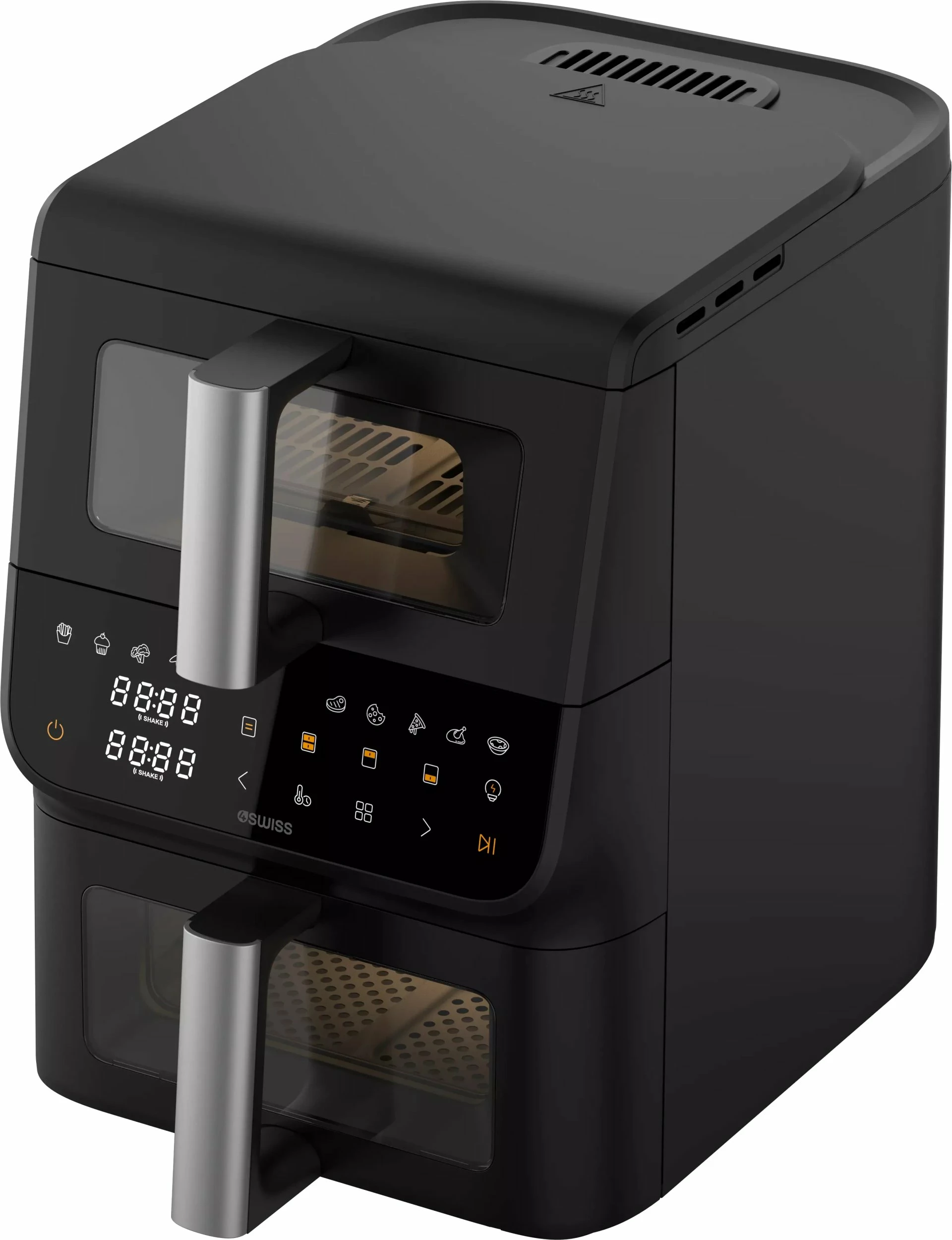 Fritezë pa vaj 4Swiss ABB-225 DoubleCook 10 L, 2 sirtarë, 2200 W, e zezë