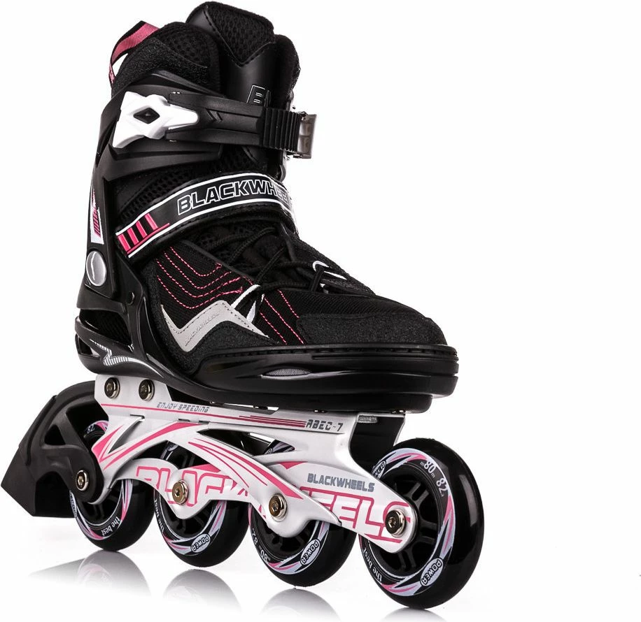 Patina inline Blackwheels Race, nr. 40, 4 rrota 80 mm, ABEC-7, me frena, e zezë-rozë, 1 palë