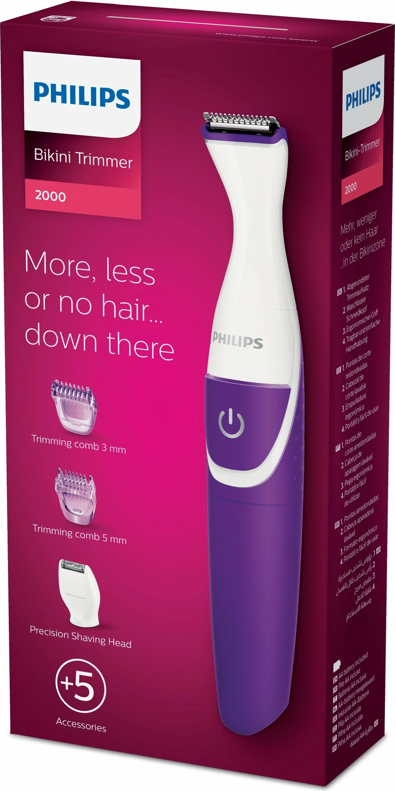 Trimmer bikini Philips Essential BRT383/15, AA, Wet & Dry, vjollcë/bardhë