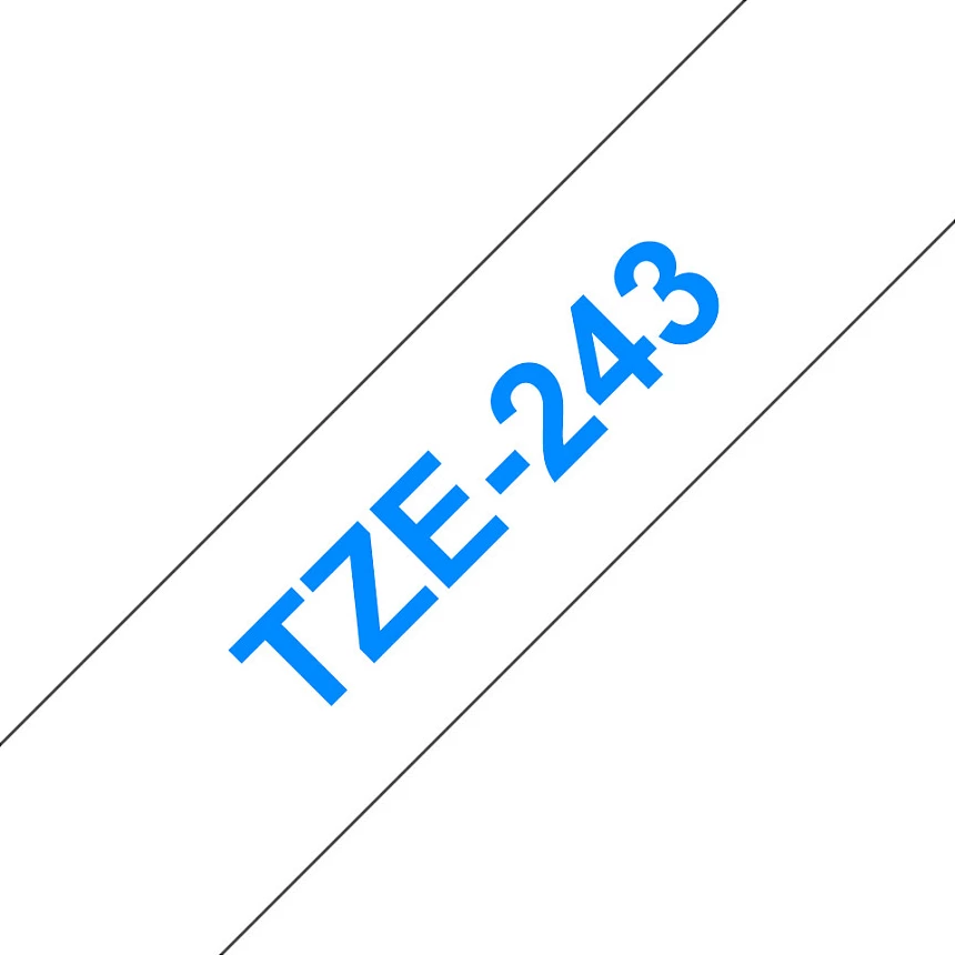 Shirit etikete Brother TZe-243, 18 mm x 8 m, blu në të bardhë