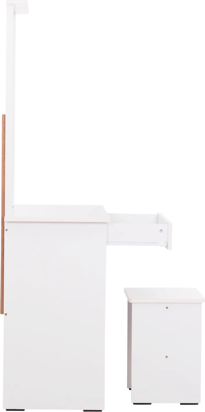 Set tavolinë grimi me pasqyrë dhe karrige CRYSTEL, 74x39x155H cm, e bardhë