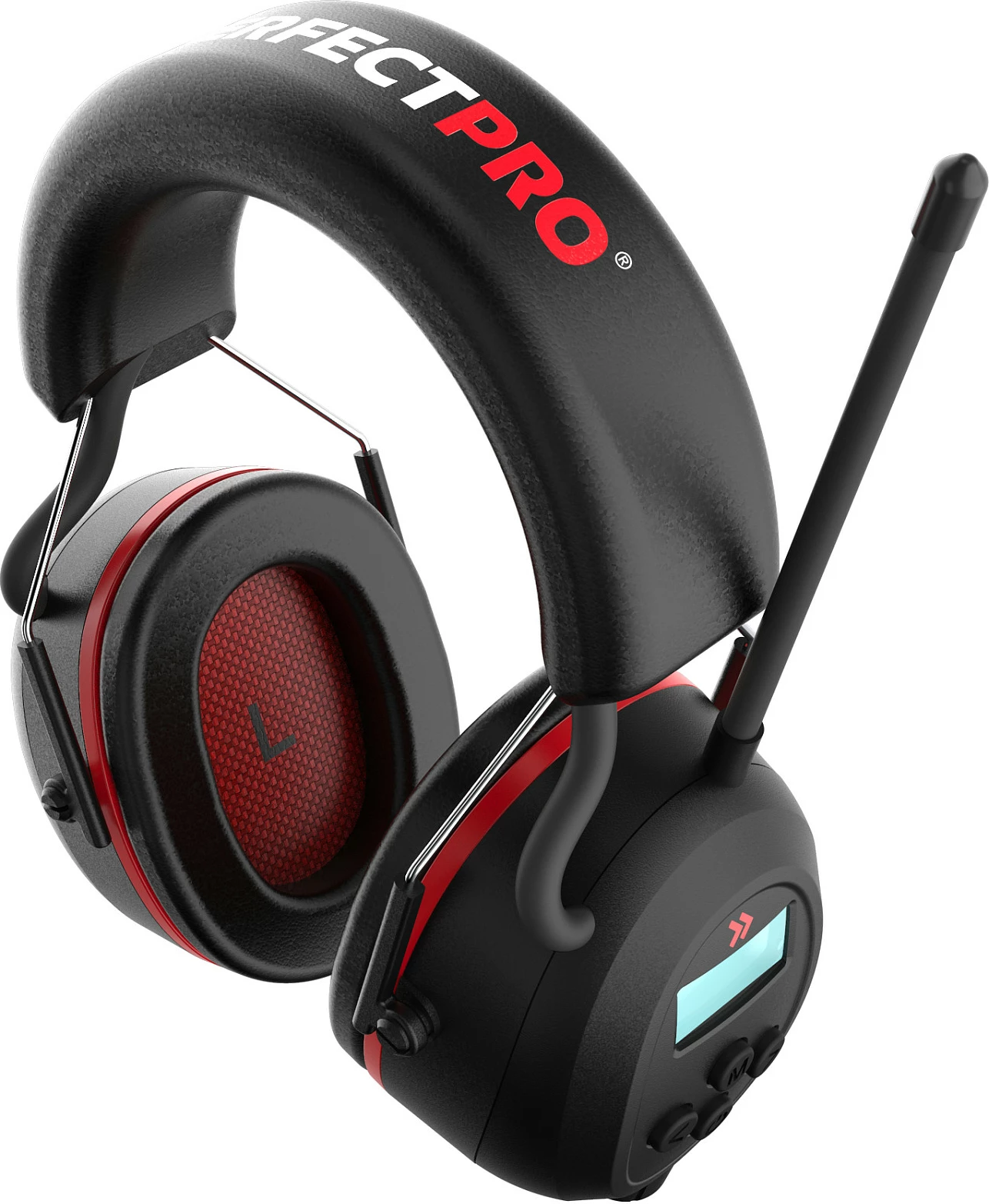 Kufje mbrojtëse PerfectPro H-40, Bluetooth, FM Radio, 40 orë bateri, IPX4, zi/kuqe