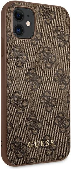 Mbështjellës Guess 4G Metal Gold Logo për iPhone 11/XR 6.1", Kafe