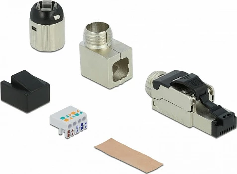 Konektor RJ45 DeLOCK Cat8.1, metalik këndor, montim pa vegla, gri