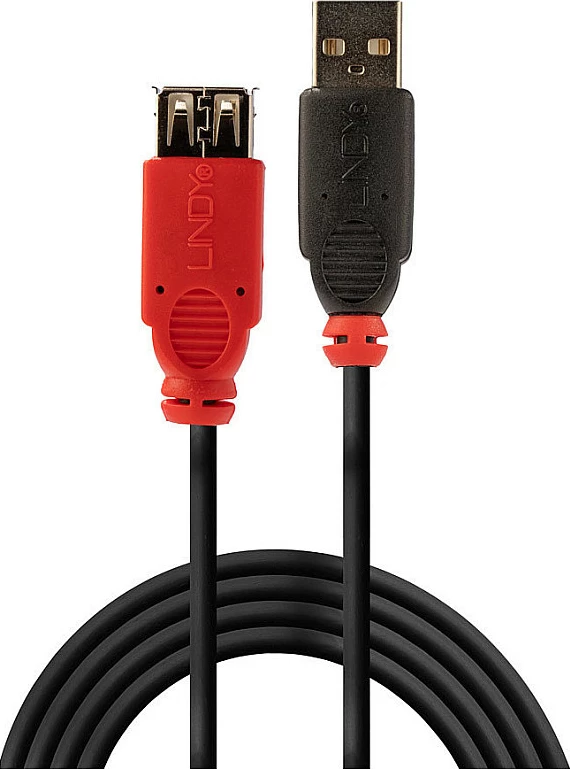Kabllo zgjatimi aktive USB 2.0 LINDY Slim 5m, USB-A mashkull në USB-A femër, 480 Mbit/s, e zezë