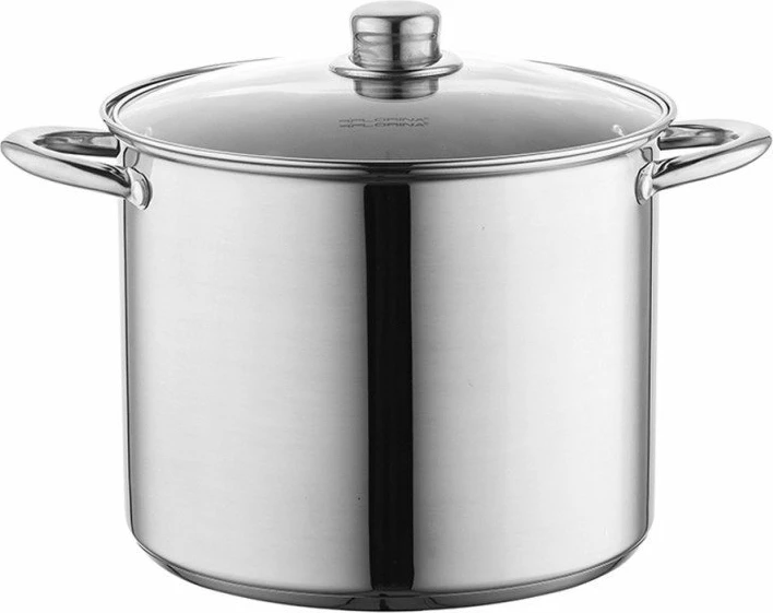 Tenxhere inox Florina Caro 22 cm 6.1 L me kapak, e argjendtë