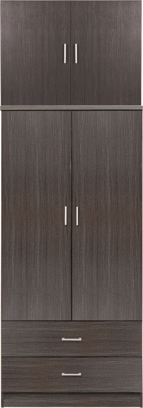 Dollap REINA FH21061.01 2-fletësh me kabinet sipër dhe 2 sirtarë-melaminë në Zebrano 80x42x241Hcm