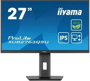 Monitor iiyama ProLite XUB2763QSU-B1 27" QHD IPS, këmbë ergonomike, klasë energjie B, e zezë