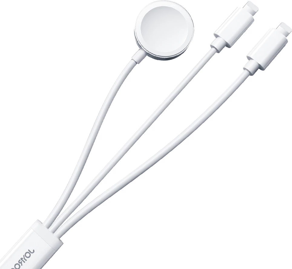 Kabllo karikimi 3-në-1 Joyroom S-IW007, USB-A, magnetik, Lightning, 1.2m, e bardhë