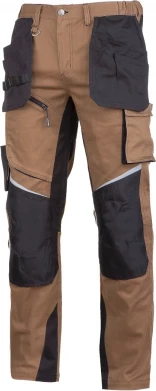 Pantallona pune LAHTI PRO L4052201 slim fit, 98% pambuk/2% elastan, 13 xhepa, elemente reflektuese, kafe/zi