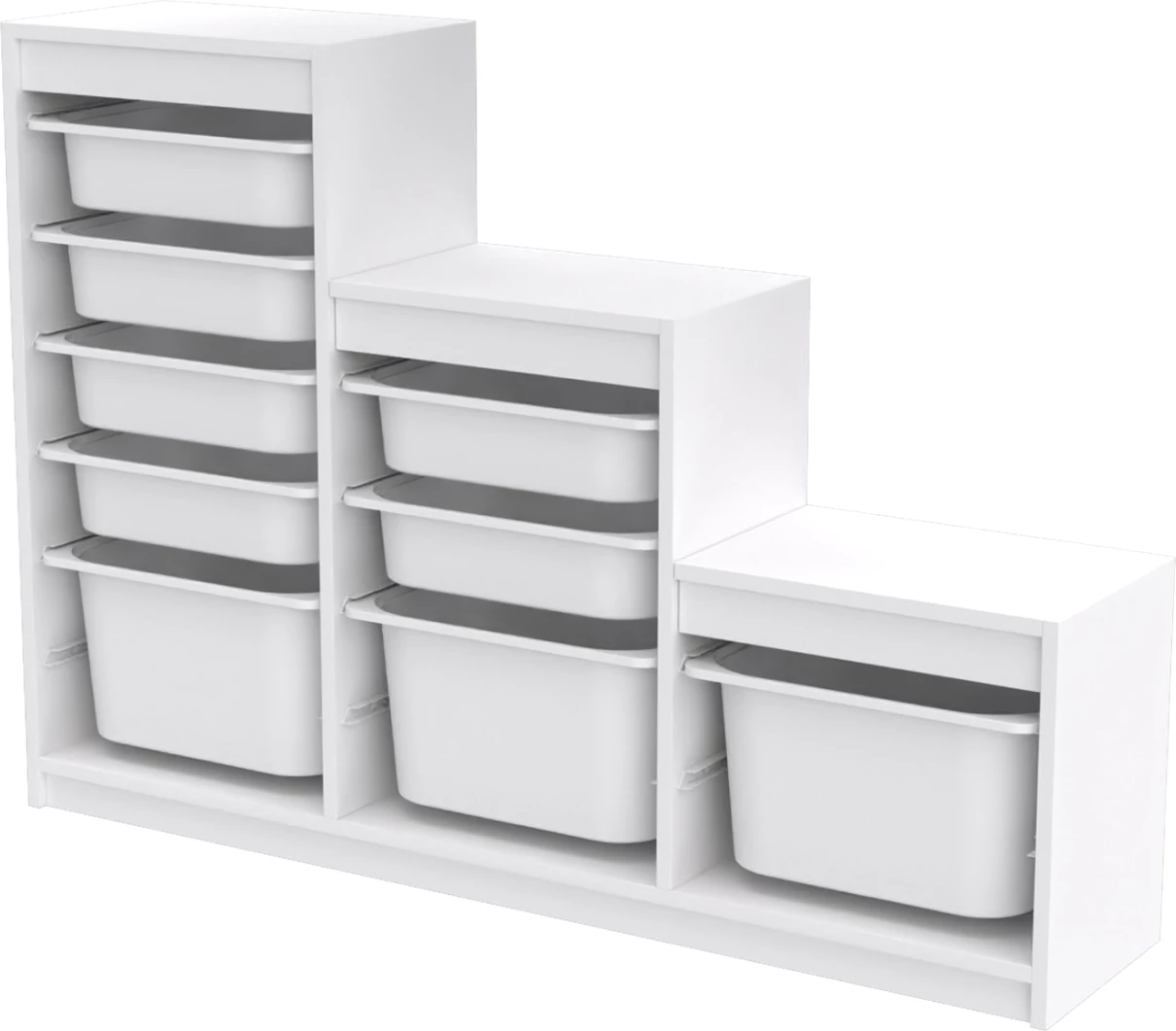 Komodinë e ngushtë SANI FH18206.01 melaminë e bardhë me sirtarë plastikë 93x29,6x132,3 cm