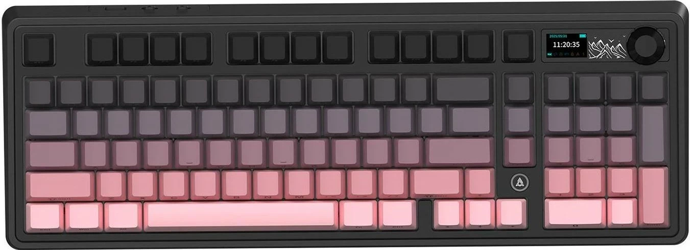 Tastierë mekanike Ajazz AK980 V2, wireless, RGB, Hot-Swap, me ekran, rozë