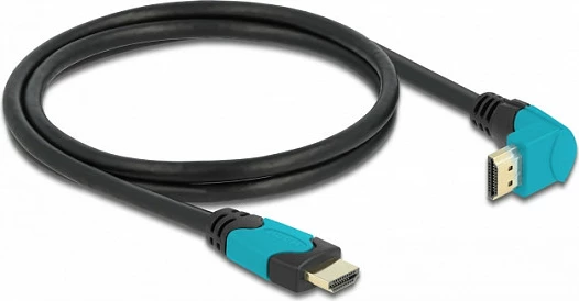Kabll HDMI DeLOCK High Speed 8K 48Gbps, 1m, 90° këndor poshtë, zi/kaltër