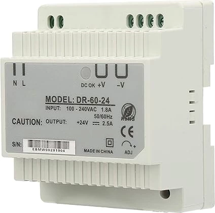 Trafo 24V DC DR-60W 2.5A për montim në shina