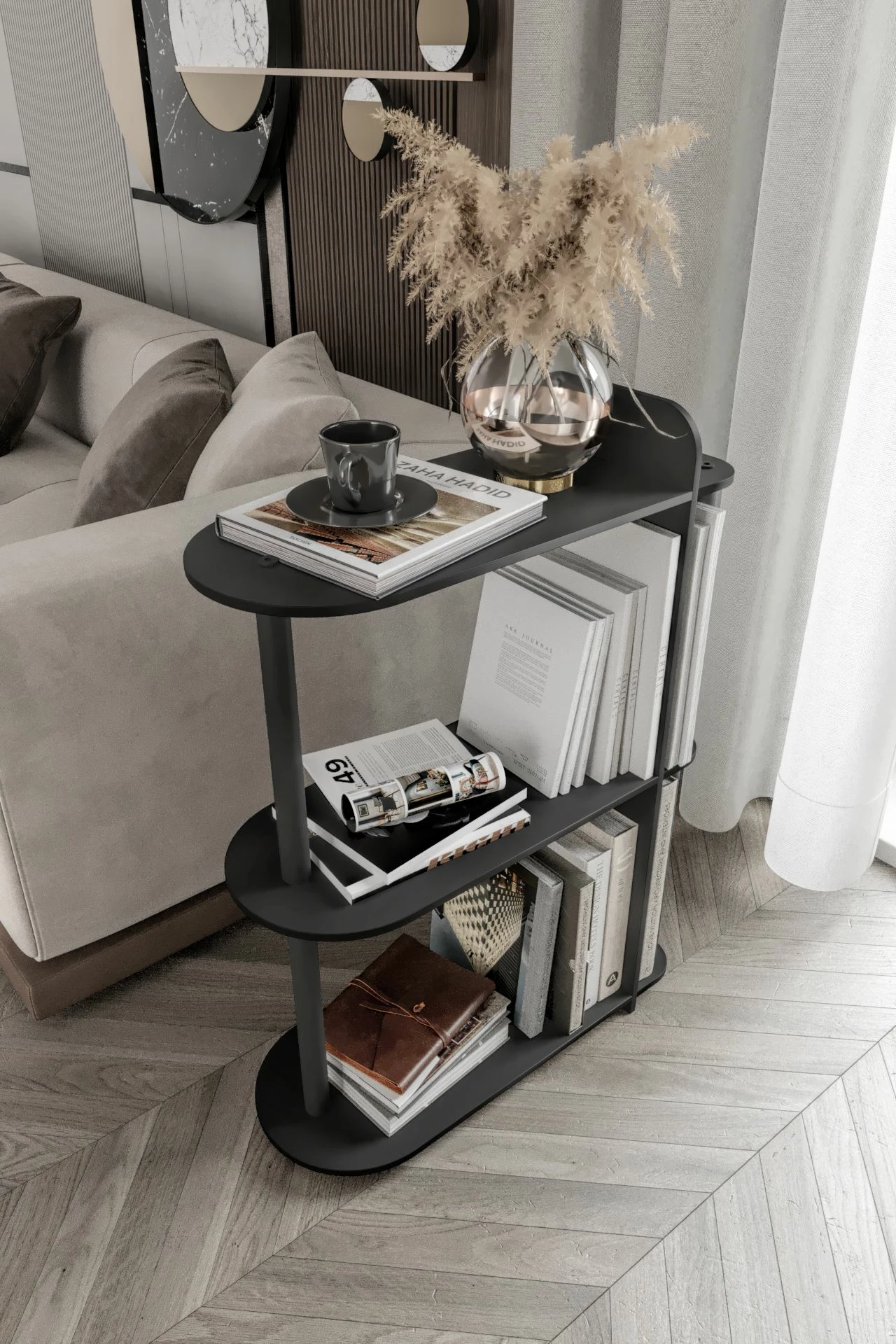 Tavolinë anësore Skye Decor, Kaiteki, e zezë