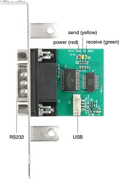 Konvertues USB 2.0 në RS-232 DeLOCK 90892, DB9 mashkull, FTDI FT231XS, bracket slot, gjelbër/inoks