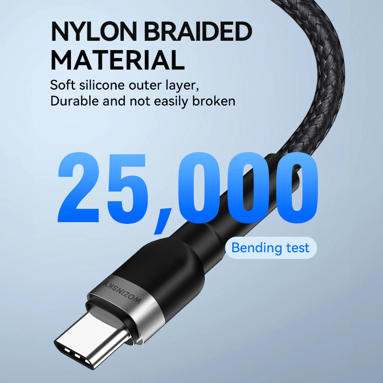 Kabllo karikimi dhe të dhënash Wozinsky WNBCL2, USB-C në Lightning, 2m, 30W, najlon, e zezë