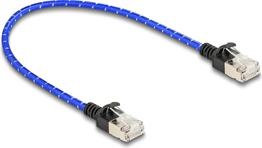 Kabllo rrjeti DeLOCK RJ45 Cat6a Slim 0.3 m, U/FTP, 10Gbps, blu