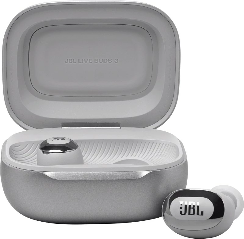 Kufje JBL Live Buds 3, wireless, Bluetooth, argjend
