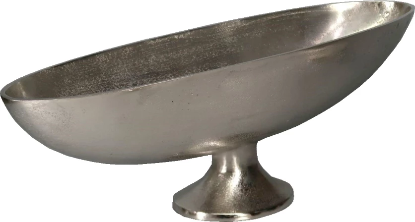 Enë dekorative me këmbë, alumin, ngjyrë argjendi, 54x17x18 cm