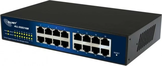 Switch ALLNET 112534, Managed, 16 Porta, Gigabit Ethernet, Rack/Wall mountable