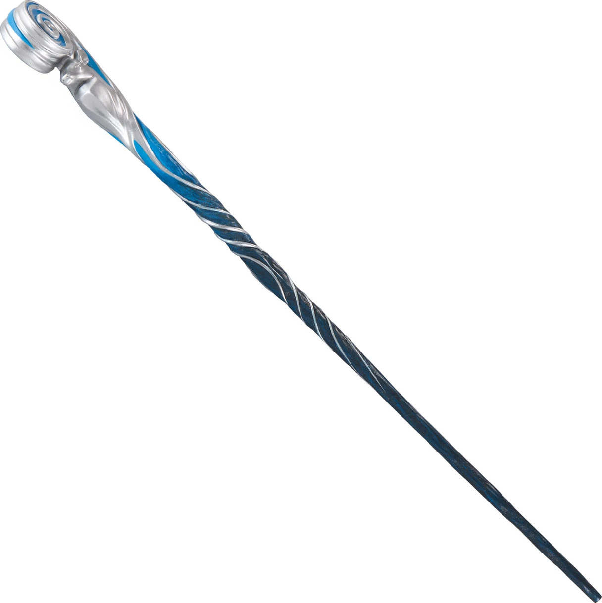 Shkop magjik Noble Collection Harry Potter Celebration Wand 2025, 37 cm, rrëshirë, me mbajtëse metalike + badge enamel, blu/argjend